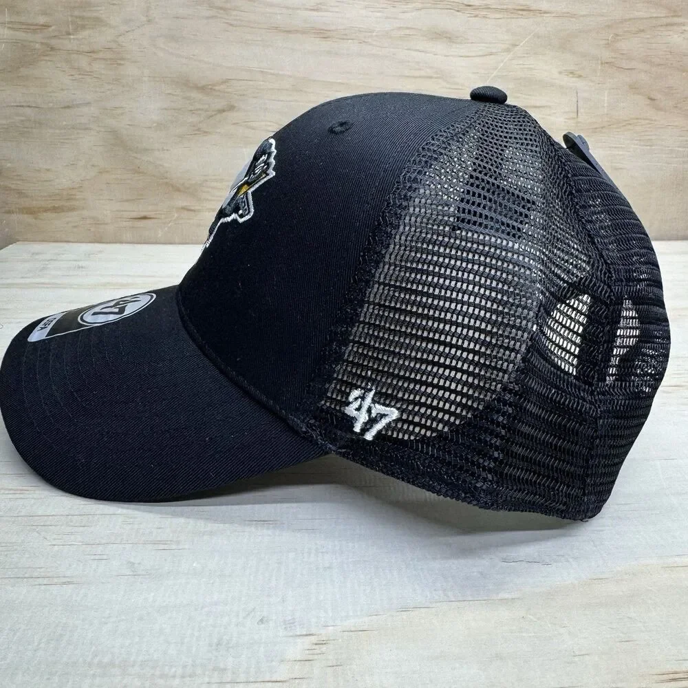 NEW Pittsburgh Penguins 47 Brand Branson MVP Trucker Cap Black Snapback